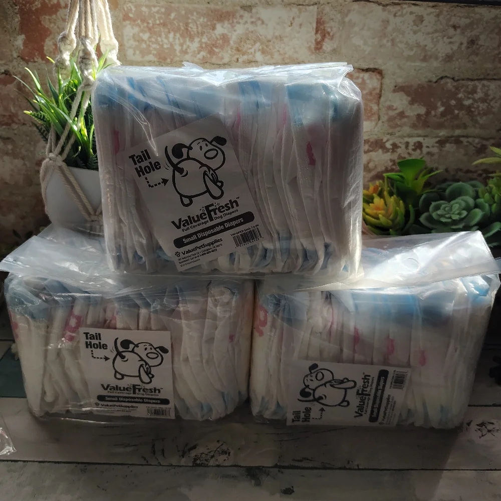 🐕33 Disposable Dog Diapers w/ Tail Hole Small